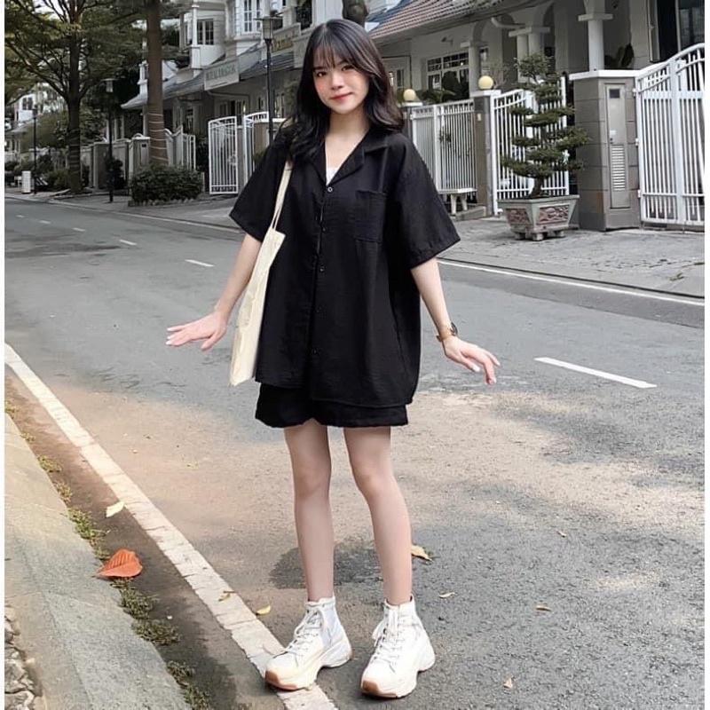 Áo Vest nữ, Set vest Đen nữ 2 Món : Áo Vest + Quần short