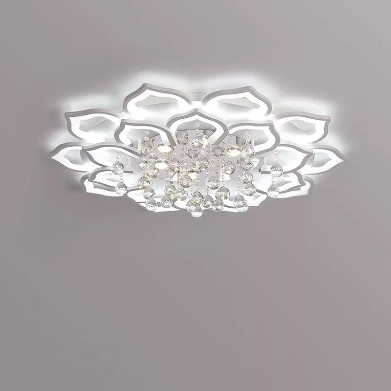 Đèn ốp trần mica kết hợp pha lê K9 hình hoa sen MO-9000, MO-9001, MO-9002