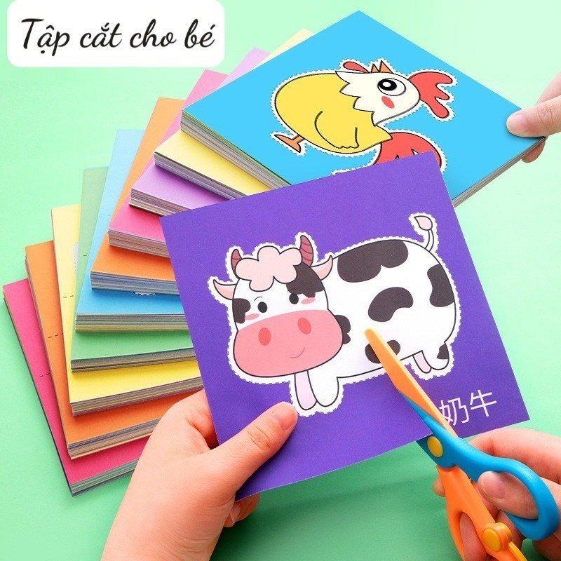 Bộ cắt giấy thủ công PAPER CUT 180 tờ tặng kèm kéo giúp bé rèn luyện tính kiên trì và khéo léo