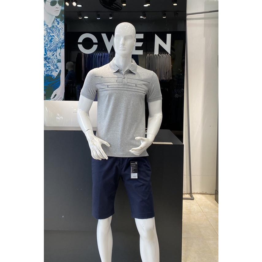 OWEN - Áo Polo nam ngắn tay Owen màu xám ghi kẻ ngang 231383 - Áo thun có cổ nam
