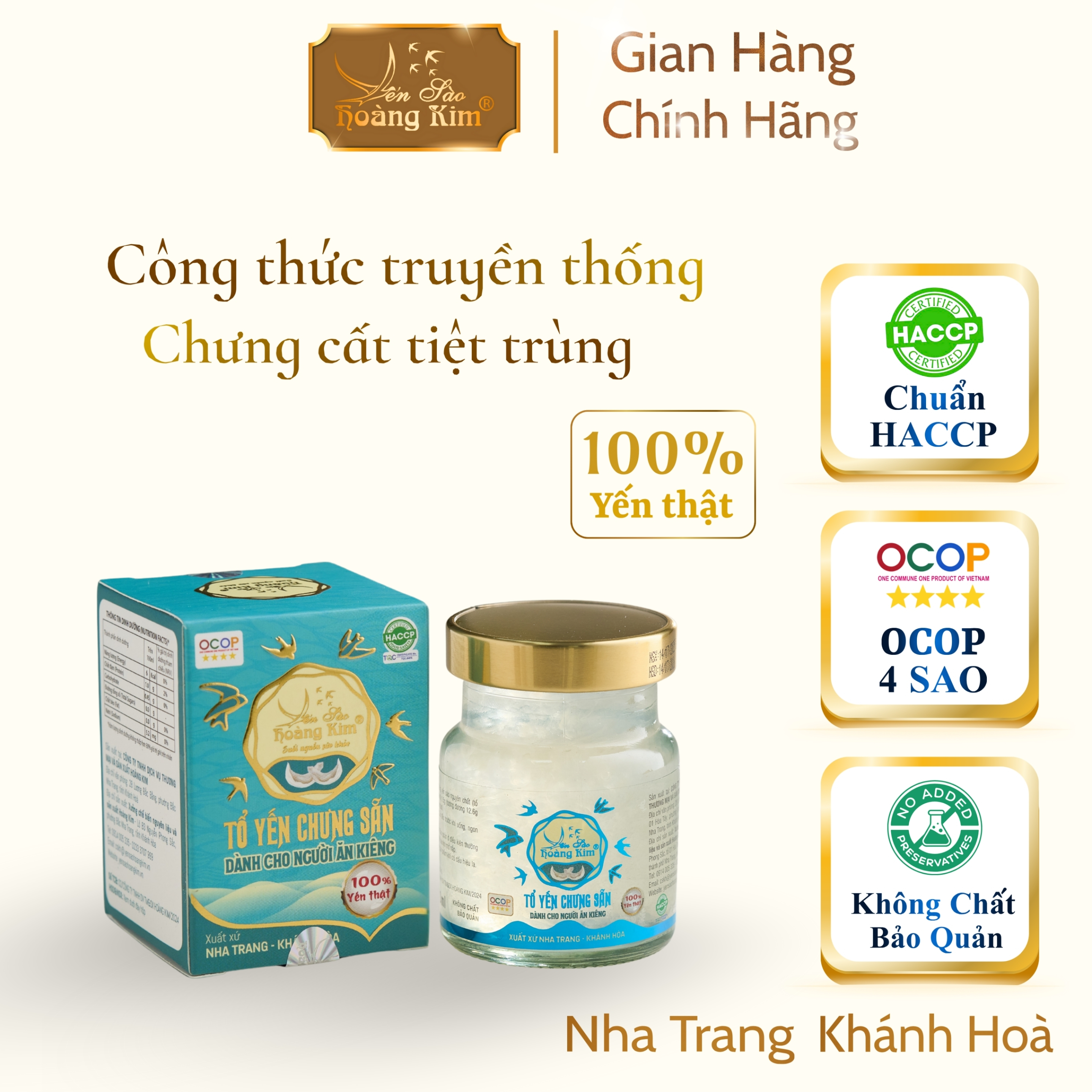 Combo mua 10 tặng 1 Yến Hũ Chưng Sẵn Ăn Kiêng Hoàng Kim (Không Đường) - Dùng Cỏ Ngọt Tự Nhiên - OCOP 4 Sao