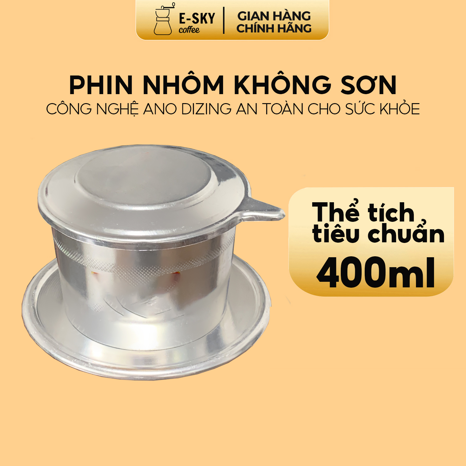 Phin Cà Phê Nhôm Nguyên Chất Không Sơn E-SKY COFFEE Size lớn - 9cm - BTL