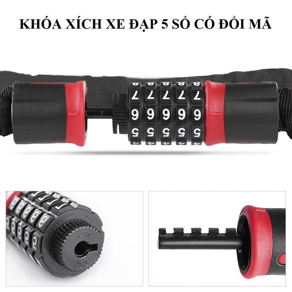 Khóa Xích Xe Đạp 90Cm Chống Trộm 5 Chữ Số