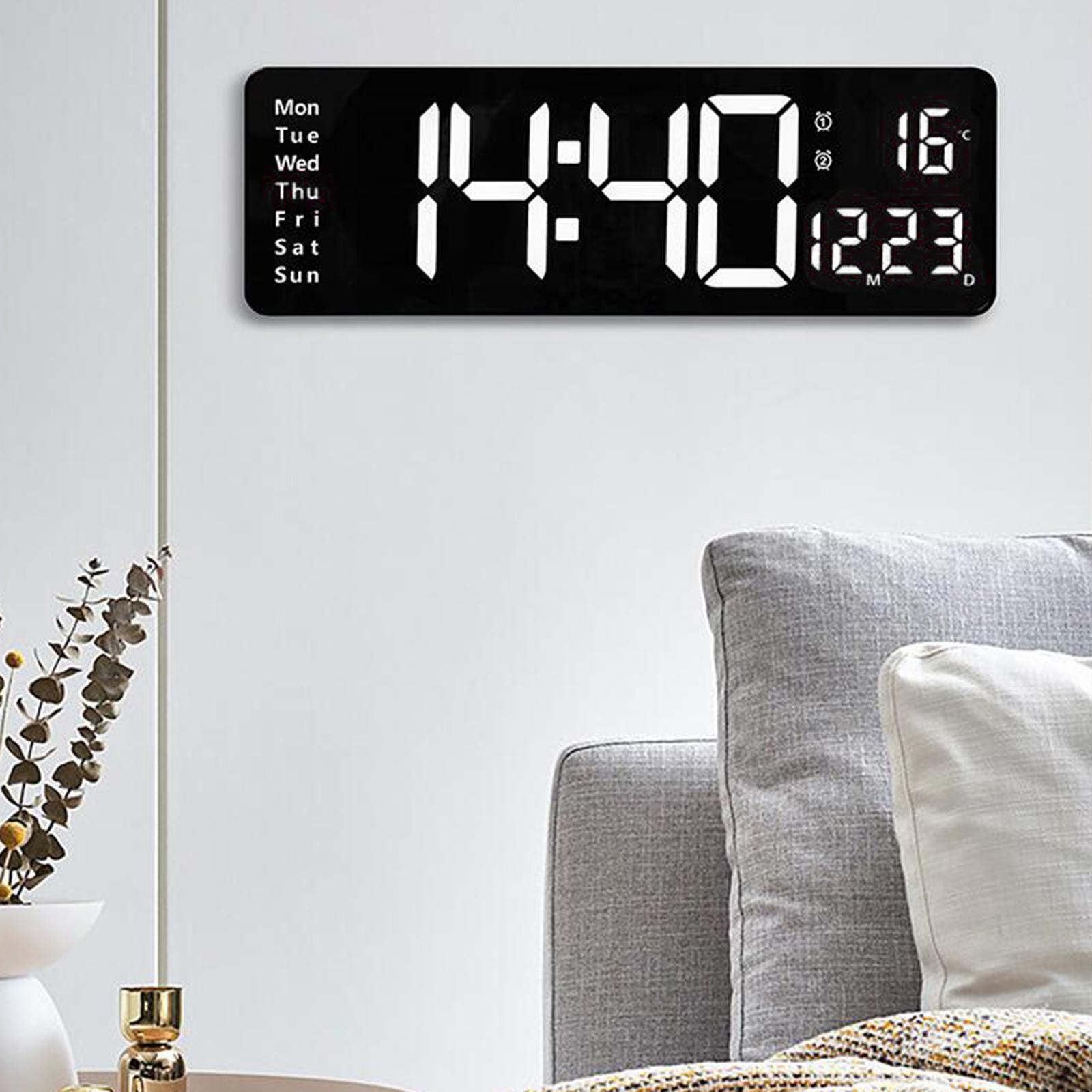 15'' Large Wall Clock Modern Mute Temperature W/ Calendar Clocks Memory Function Study Room Bedroom Decor
