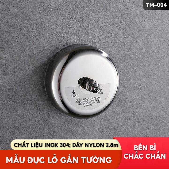 Bộ Dây Phơi Đồ Thu Rút Tiện Lợi Bắt Tường Chất Liệu Inox 304 TM-004