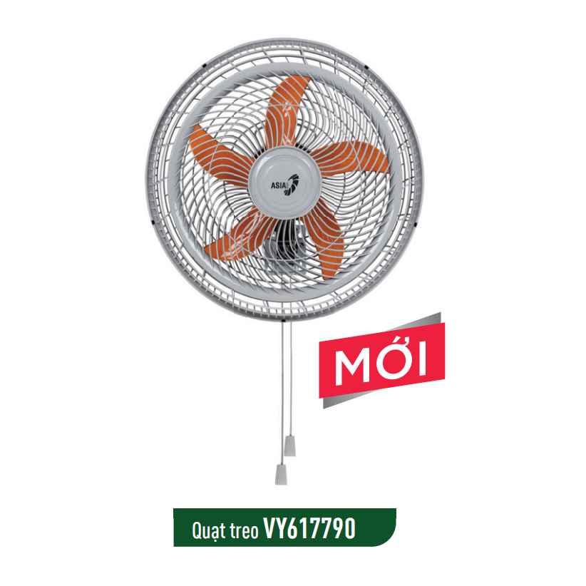 Quạt treo tường Asia vina TURBO ONE 55W VY617890-màu xanh, VY617790-màu xám - Hàng chính hãng