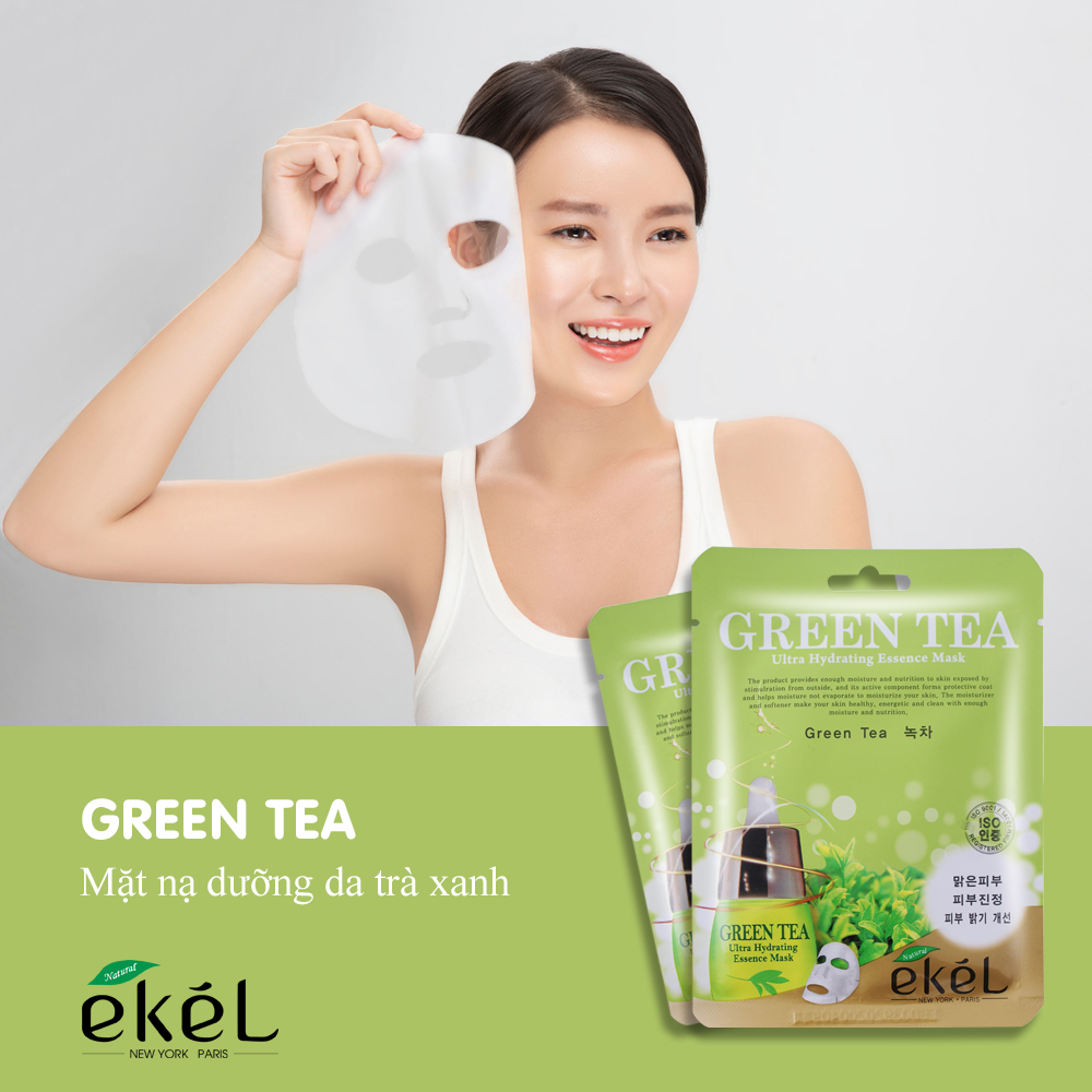 Gói 10 mặt nạ dưỡng da Ekel chiết xuất  Trà xanh (EKEL Green Tea ULtra Hydrating Essence Mask)