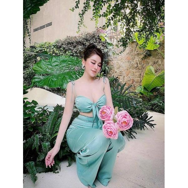Sét áo croptop cột nơ ngực quần