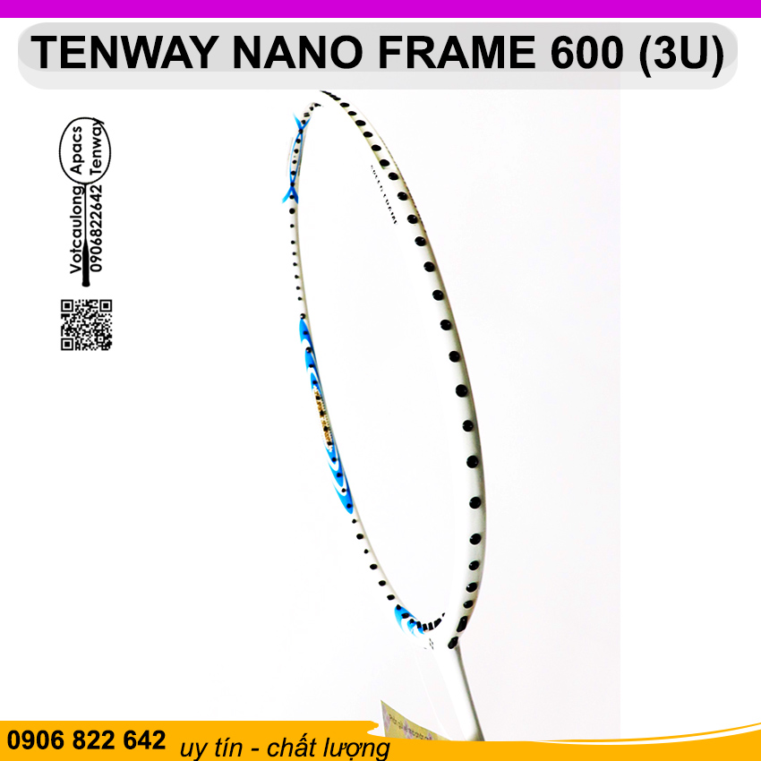 Vợt cầu lông Tenway Nano Frame 600 (3U) | Đập cầu xé gió, kiểm soát cầu tốt, sắc trắng thanh thoát