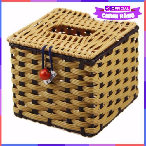 Bộ 2 Hộp Đựng Giấy Ăn Vouller Mây Đan Thủ Công (12 X 12 X 8 Cm) - Hàng Chính Hãng