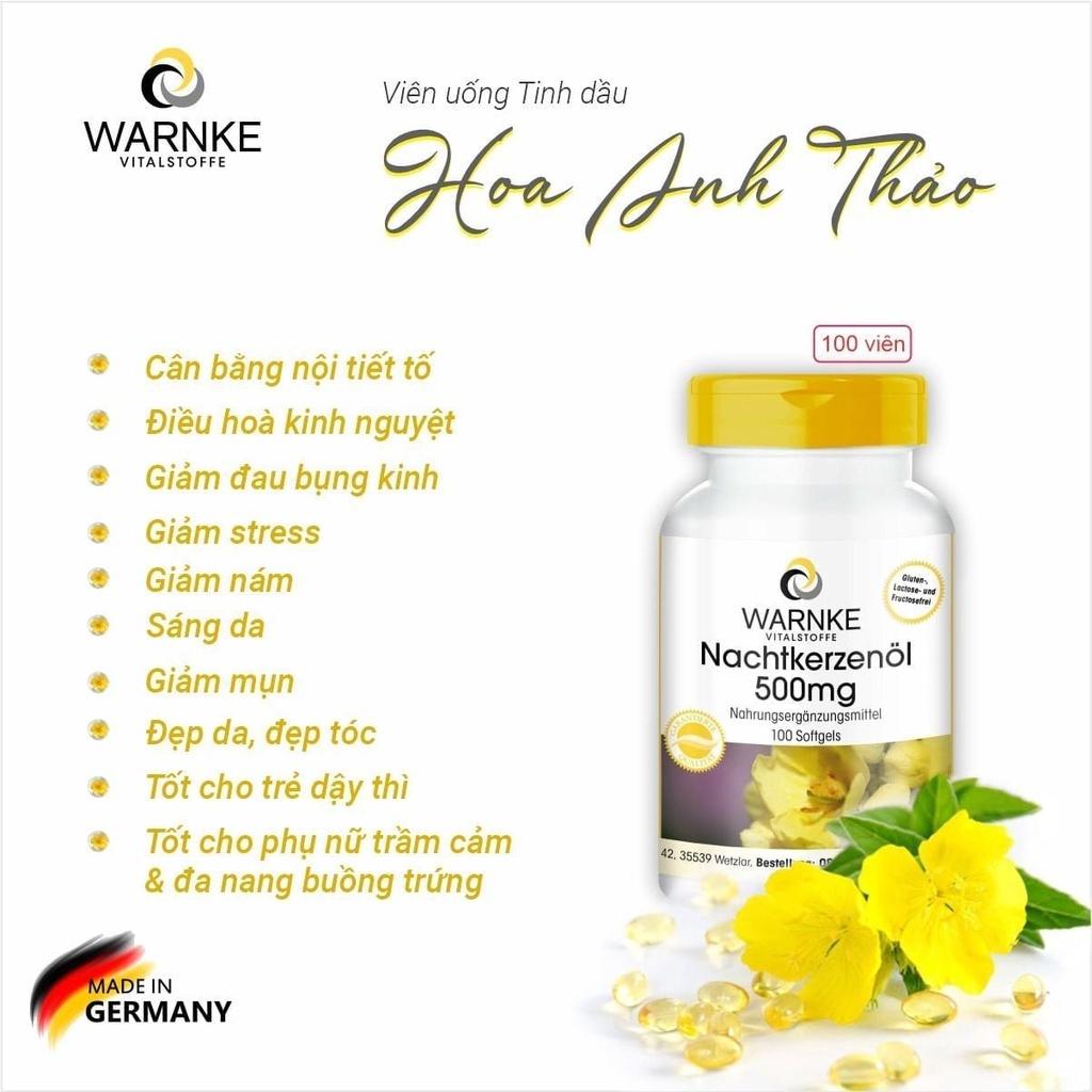 Dầu Hoa Anh Thảo Warnke, Giúp Làm Đẹp Da, Ngừa Lão Hóa, Cân Bằng Nội Tiết, Giảm Mụn, Nhập Đức, 100 viên