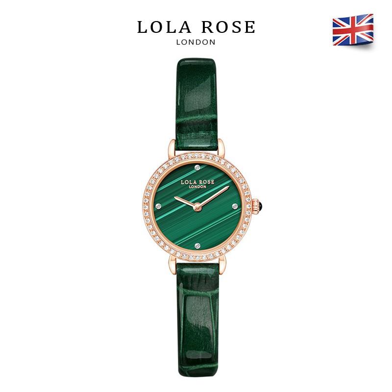 Đồng hồ nữ dây da chính hãng Lolarose mặt tròn đá malachite may mắn hợp thời trang L