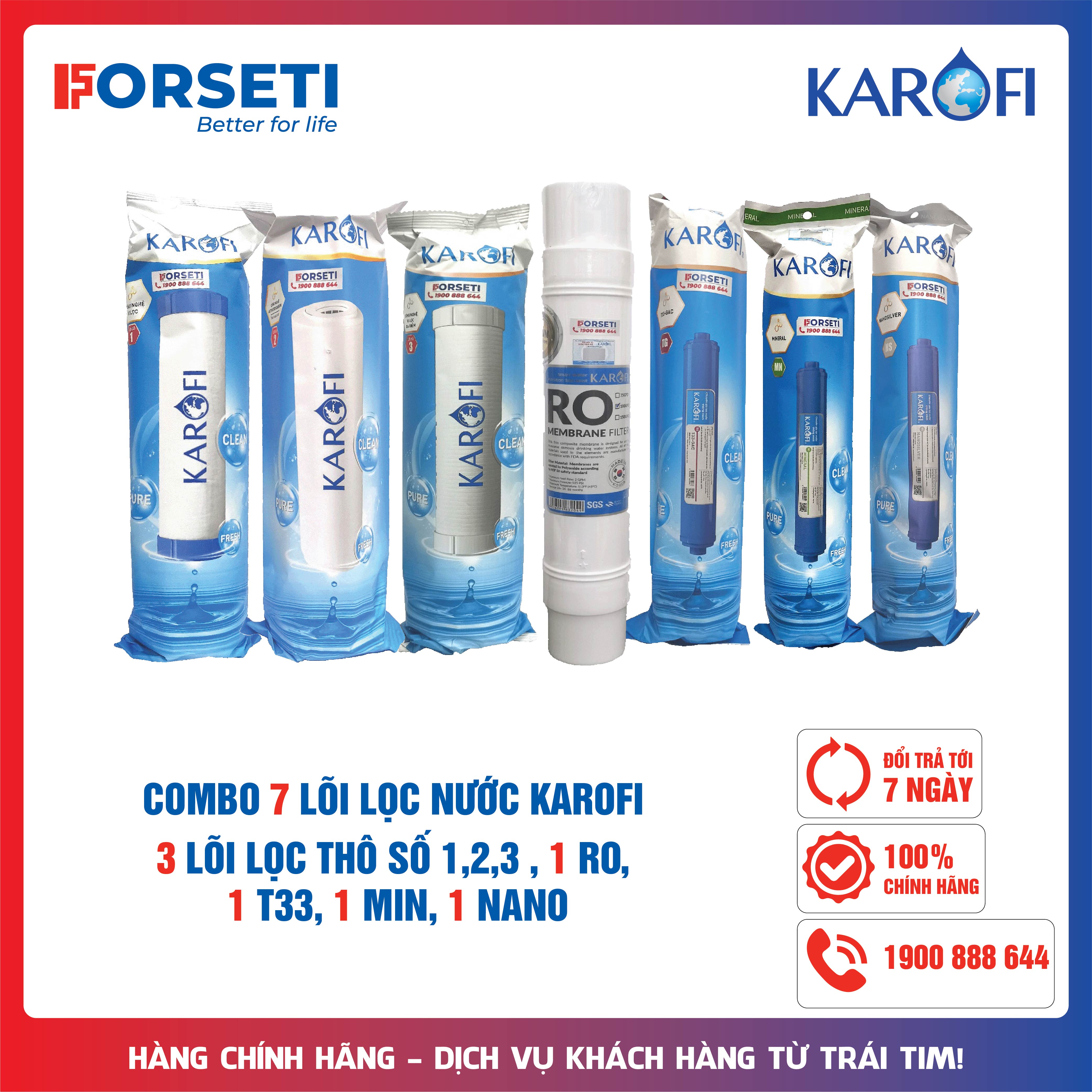 Combo 7 lõi lọc nước Karofi hàng chính hãng dùng cho máy lọc nước Karofi S-s137