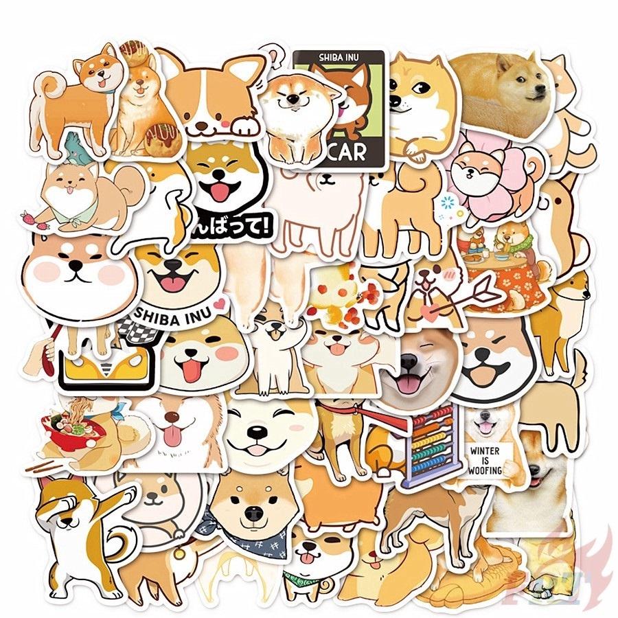 Bộ sticker trang trí mũ bảo hiểm, laptop chủ đề chó shiba inu siêu đáng yêu