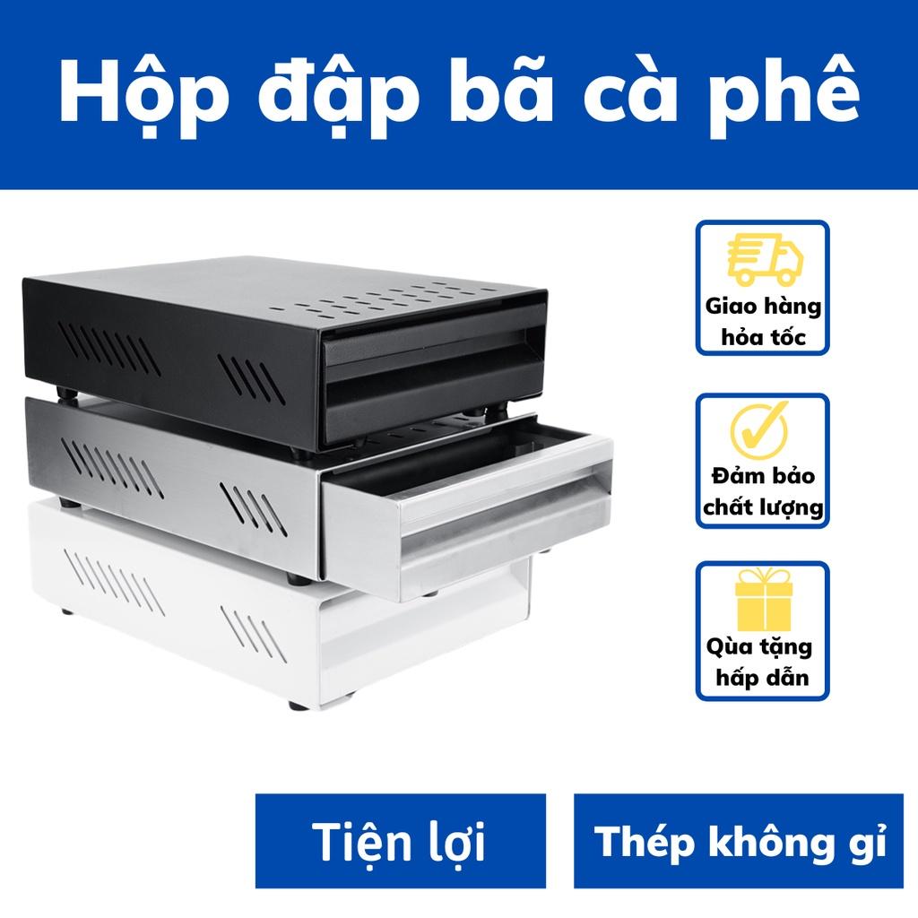 Hộp đập bã cà phê inox Dụng cụ pha chế cafe espresso tiện lợi ngăn kéo thép không gỉ tiện lợi xếp gọn dưới gầm máy pha