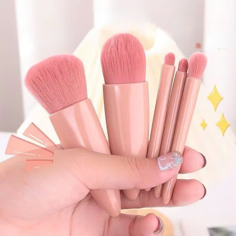 Set Cọ Trang Điểm 05 Cây Kèm Hộp Đựng và Gương Soi Cao Cấp Nội Địa Trung - HÀNG CHÍNH HÃNG MINIIN