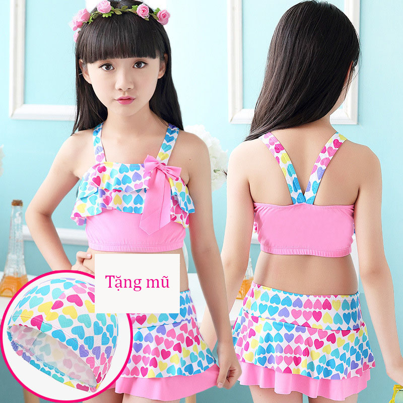 Bộ đồ bơi 2 mảnh cho bé gái siêu dễ thương chất liệu vải cao cấp mã 1806