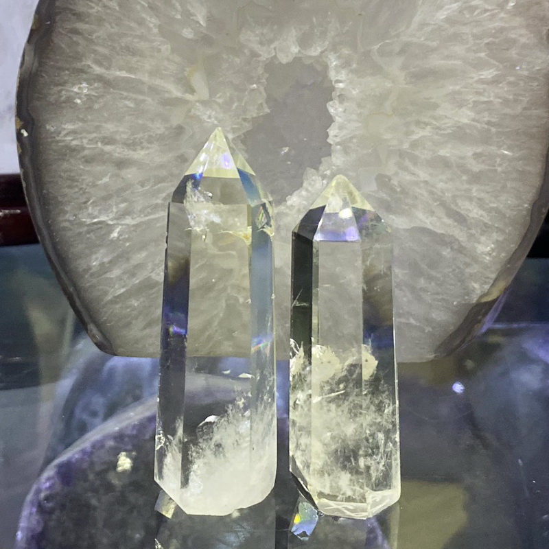 Trụ đá phong thủy trấn trạch đá thạch anh vàng citrine trang trí bàn làm việc