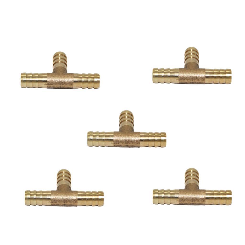 3-5pack 5pcs Brass T Type Joiner Fuel Hose Joiner Tee Connector Air Water Gas