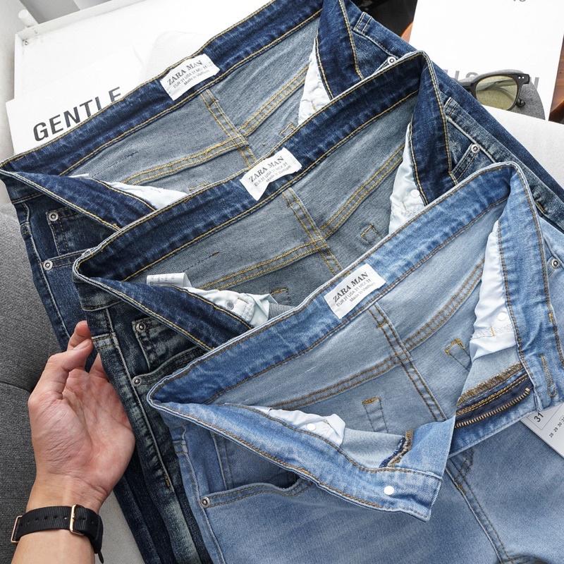 Quần jean nam slimfit xanh bạc co giãn jean xuất chất dày đẹp
