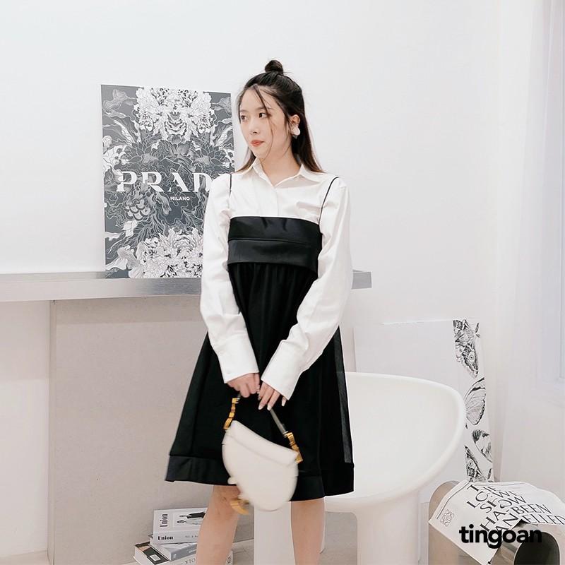 Váy hai dây phối bóng kính đen tingoan MYSTERY OF LOVE DRESS/BL