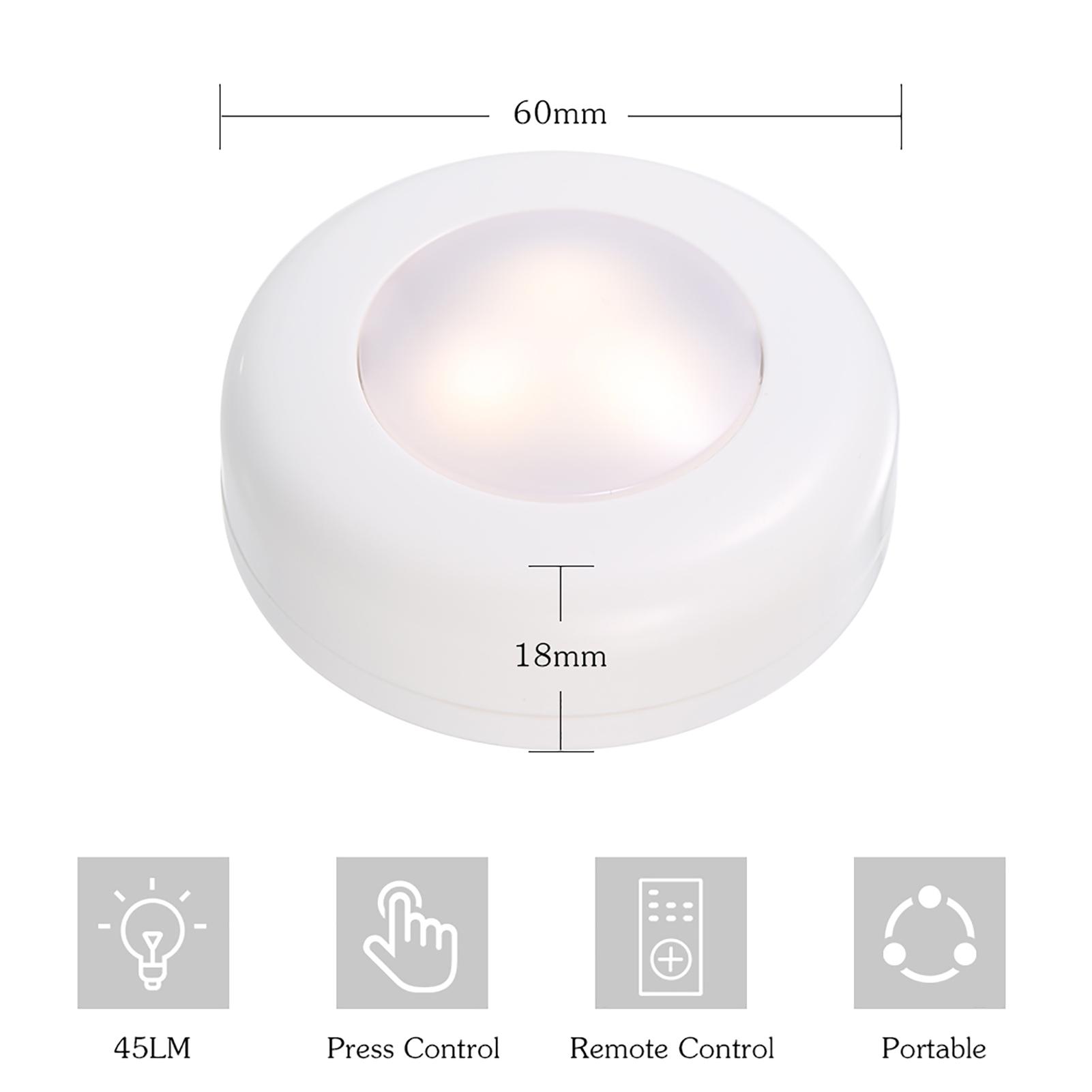 RGB LED Under Cabinet Lamp Puck Light 6 Pack with Remote Control Brightness Adjustable Dimmable Timing Supported 16