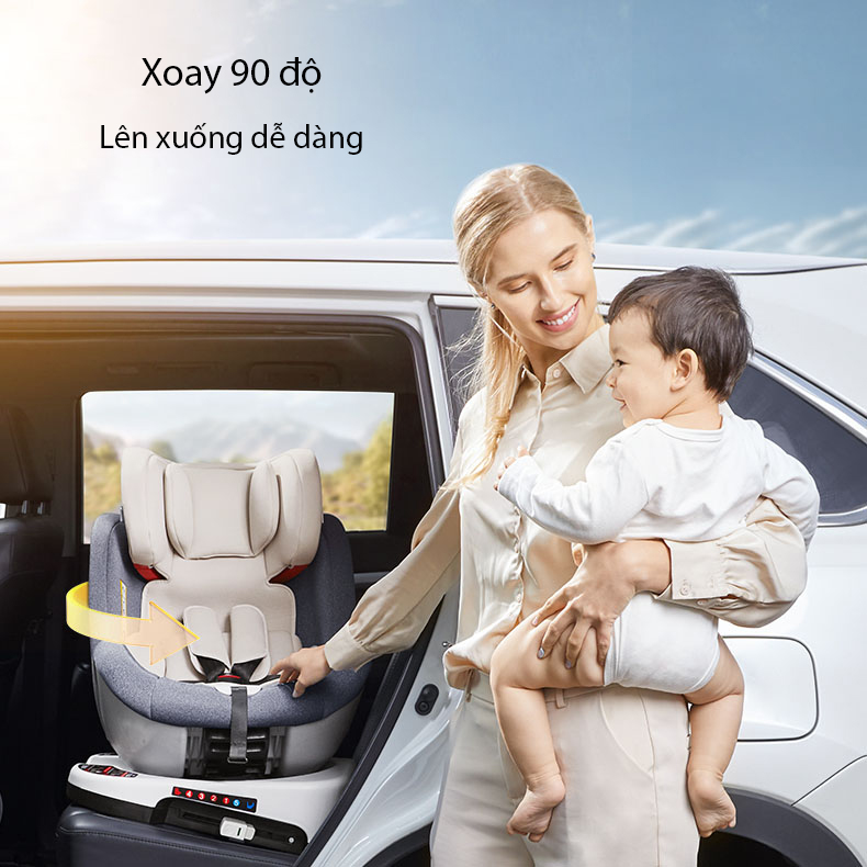 Ghế Ngồi Ô tô AN Toàn Cho Trẻ Em Từ 0-12 Tuổi Xoay 360o Điều Chỉnh Góc Ngồi Phù Hợp Nhiều Mục Đích