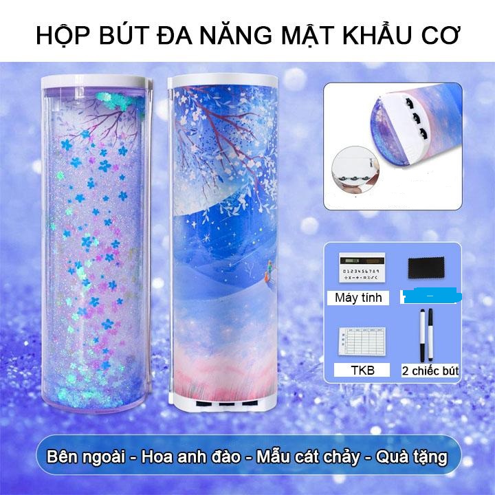 Hộp bút kim tuyến có mật khẩu - Xanh Hoa Đào