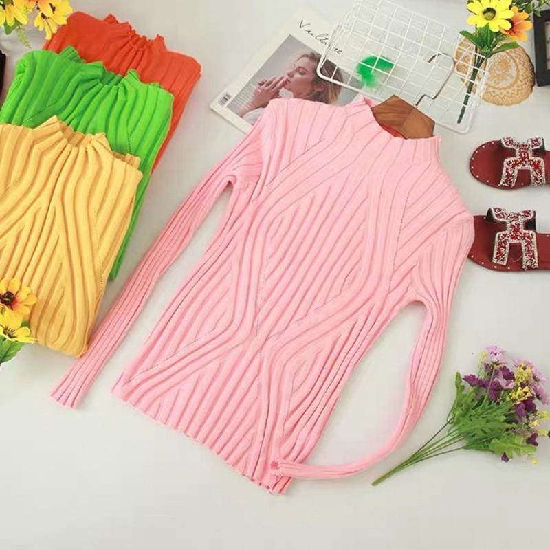 Áo Sweater dệt kim cổ lọ tay dài thiết kế ôm sát tôn dáng