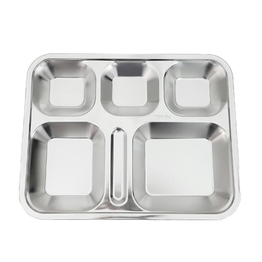 Khay cơm phần 5 ngăn inox 304