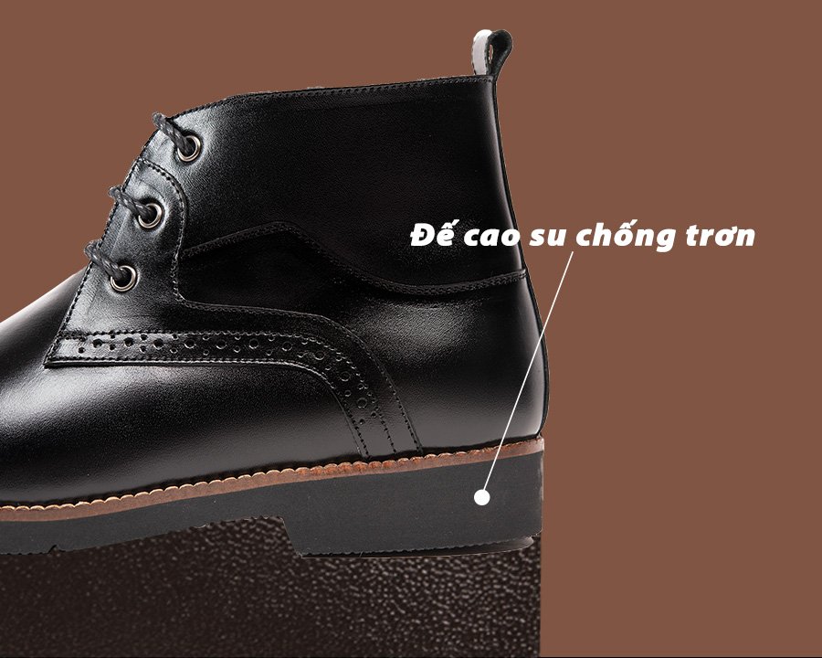 Giày Boots Nam Tăng Chiều Cao Siêu Nhẹ T&TRA Tăng Cao 7Cm, S1079 Đen , Chất Liệu Da Bò Cao Cấp, Đế Và Lót Siêu Nhẹ Giúp Giảm Trọng Lượng 30% So Với Đế Cao Su