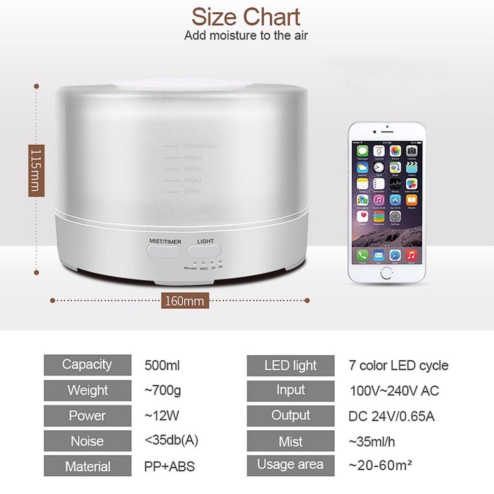 Hương Thơm Khuếch Tán Tinh Dầu 500ML Bluetooth Âm Nhạc Hương Thơm Khuếch Tán Đèn LED Đổi Màu 12W Máy Phun Sương Tạo Độ Ẩm Hộ Gia Đình Siêu Âm Thanh Máy Phun Sương Tạo Độ Ẩm