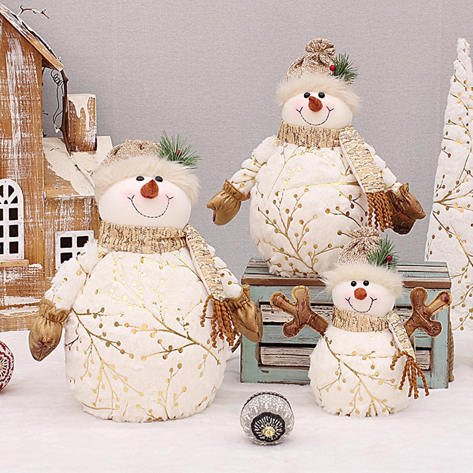 2pcs Christmas Snowman Doll Short Plush for Shopping Mall Window Decoration