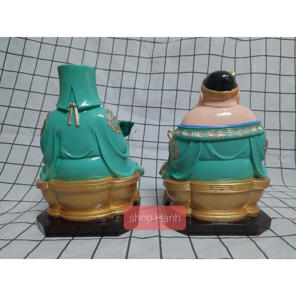 Ông Địa Thần Tài Đê vuông xanh cao 25 cm