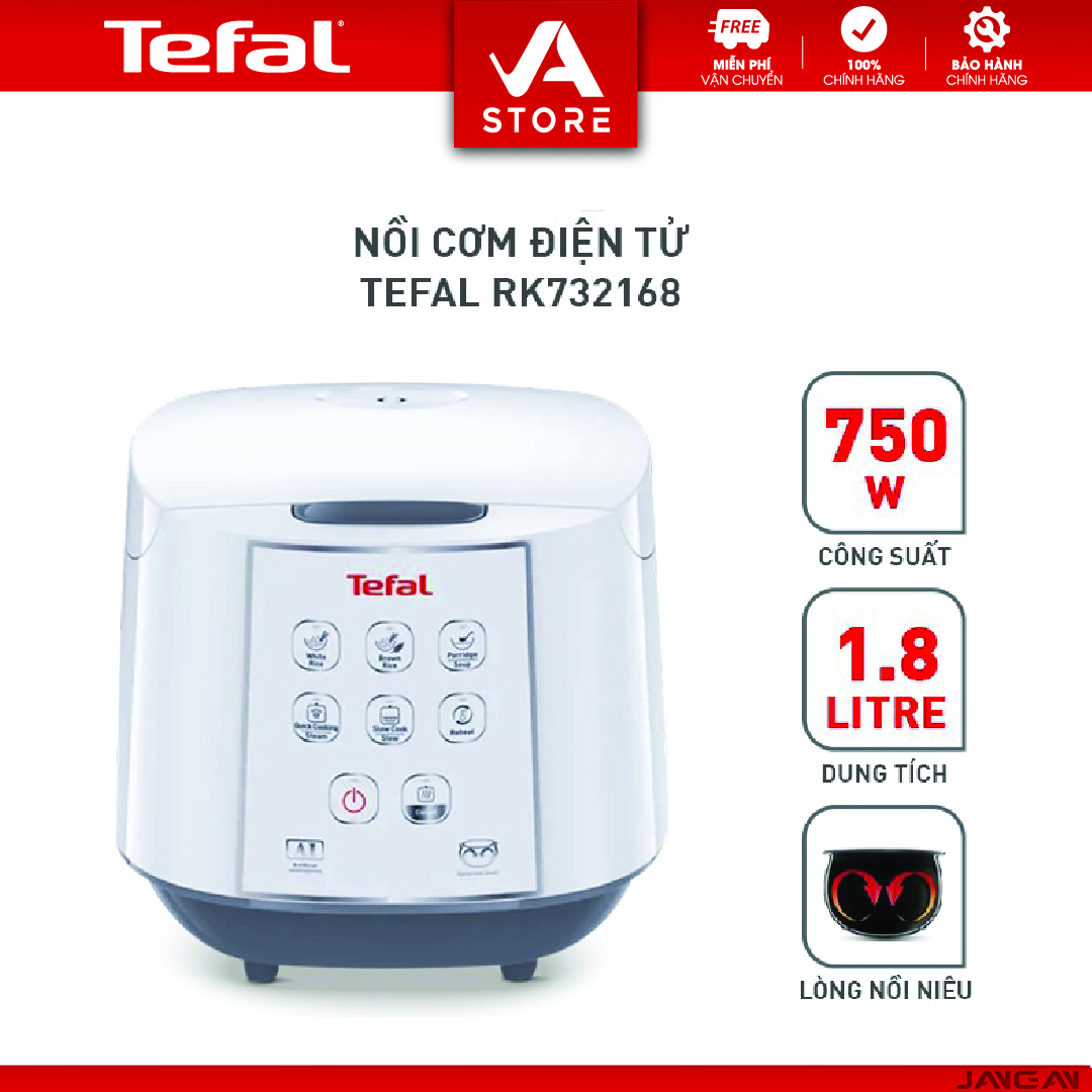 Nồi cơm điện tử Tefal RK732168 - 1.8L, lồng niêu 4 lớp, điều khiển tiếng việt - Hàng Chính Hãng