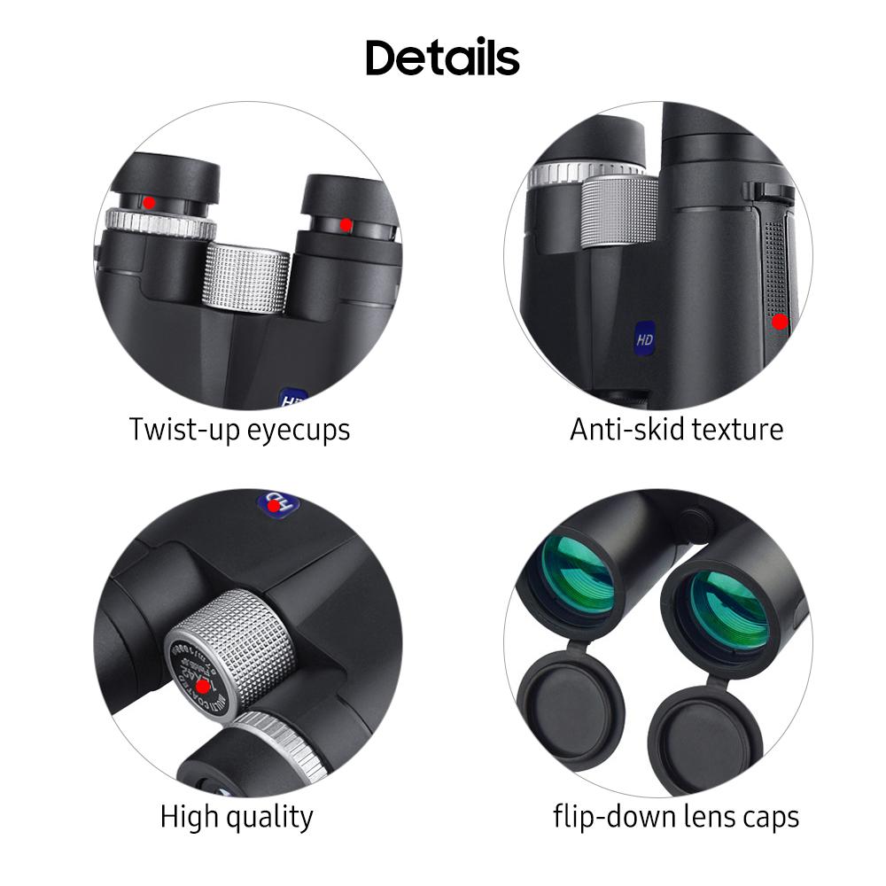12×42 Binocular Telescope High Definition Roof Prism with Right-Eye Diopter Professional Waterproof Binoculars