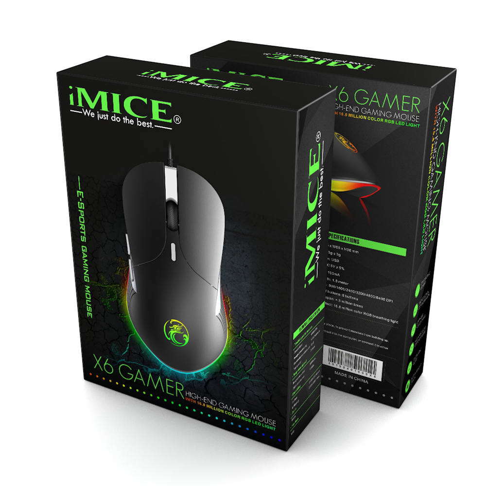 Chuột Chơi Game Có Dây Cao Cấp Imice X6 6400Dpi Optimize For Game 4000Frames/S Sử Lý Mượt Mà Không Độ Trễ- Hàng Chính Hãng