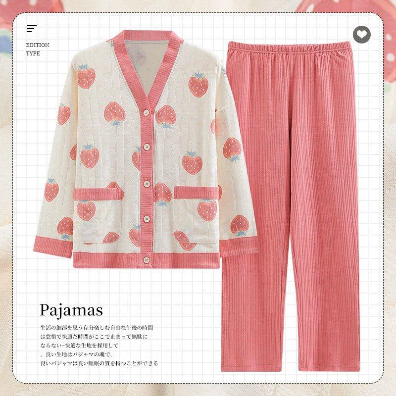 Bộ Pyjama Mặc Nhà Cotton Cổ Chữ V Phiên Bản Nâng Cấp Mới Nhất