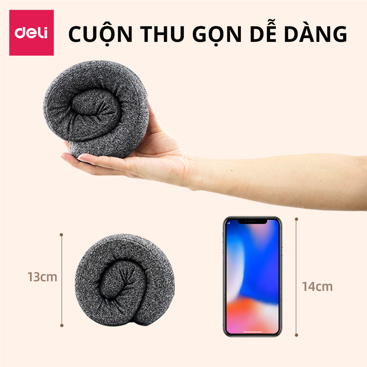 Gối Kê Cổ Chữ U Cao Su Non Cao Cấp Kèm Đai Cuộn Thông Minh Deli - Chống Đau Mỏi Cổ Vai Gáy Cho Dân Văn Phòng Du Lịch Tàu Xe Gối Chữ U Văn Phòng Kê Đầu Tựa Cổ Ô Tô - LE750 LE751