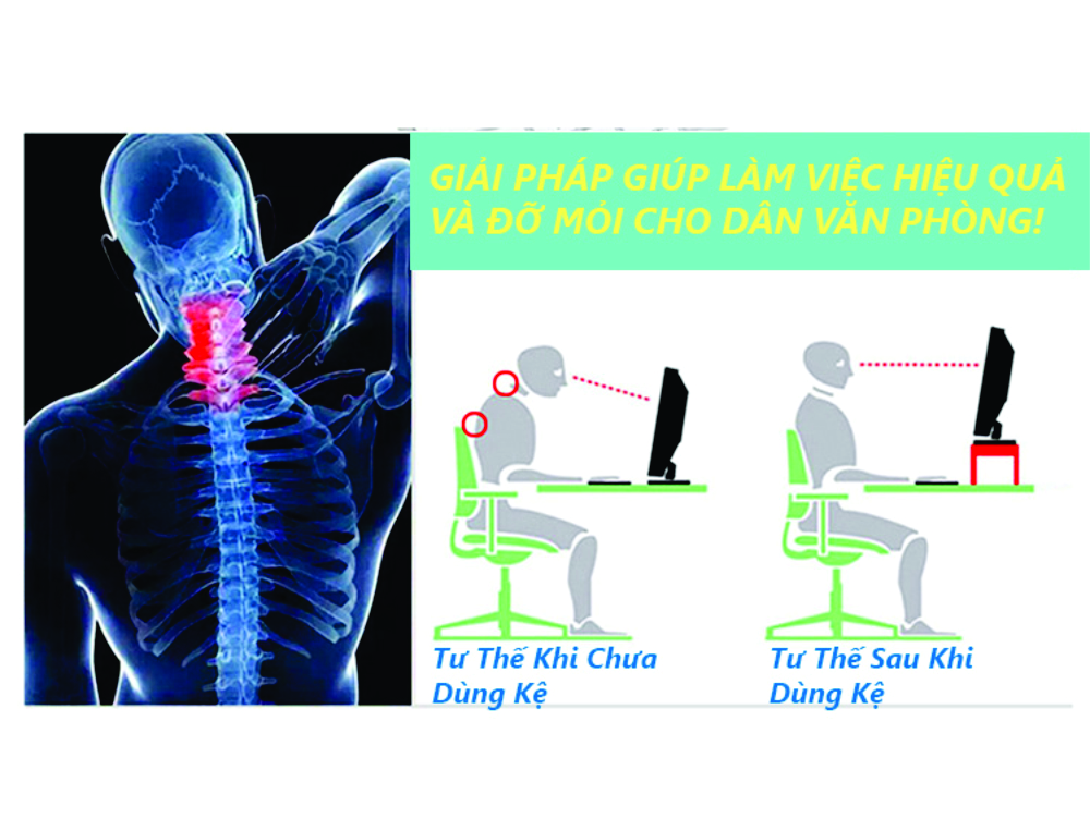 Kệ gỗ để Màn Hình máy tính FAS.MEL / Nâng màn hình lên đến 10.4cm / Giảm căng thẳng cổ / bàn làm việc gọn gàng