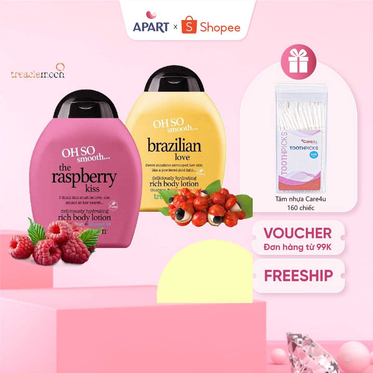 Sữa dưỡng thể dưỡng da Treaclemoon hương mâm xôi 250ml
