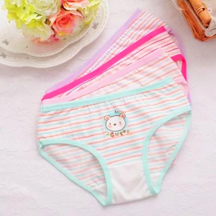 Quần chip cotton thoáng mát cho bé gái 2-14 tuổi thỏ béo phối sọc nhiều màu sắc đáng yêu – C016