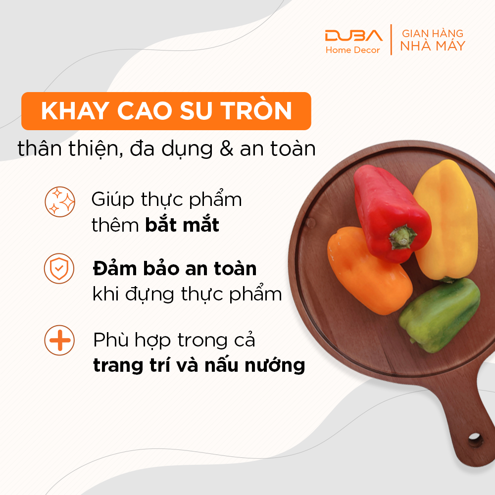 Khay gỗ tròn, thớt có tay cầm, khay gỗ lớn đựng đồ ăn màu óc chó hàng Master Chef - đạt tiêu chuẩn xuất Mỹ