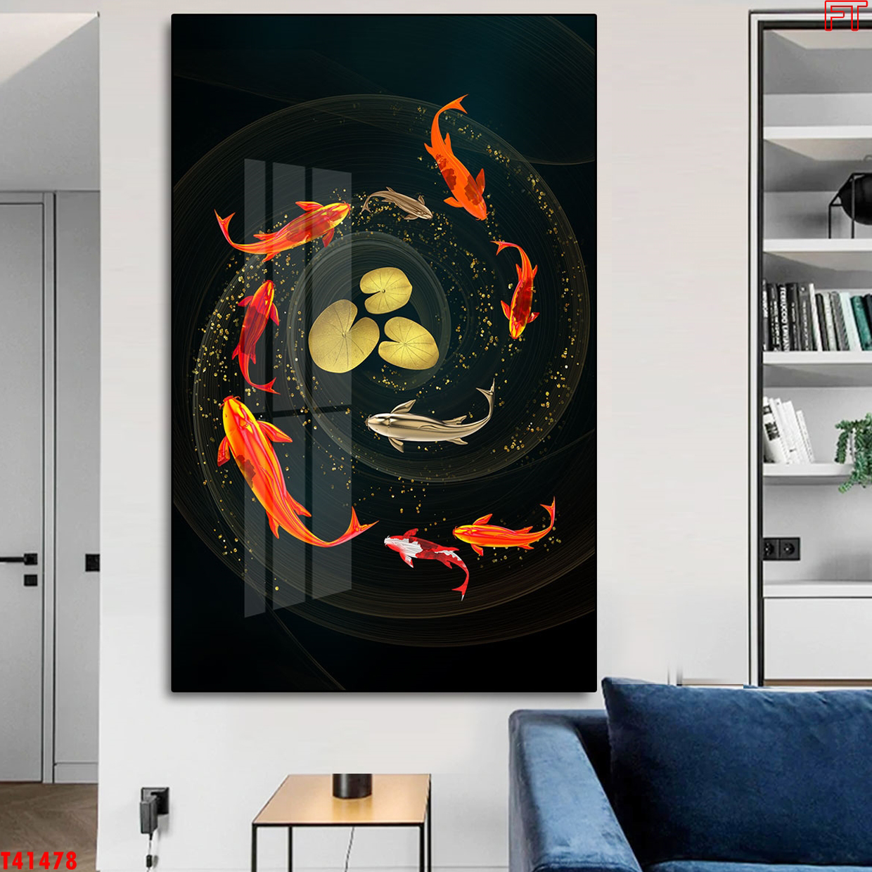 Tranh Canvas Cá Chép và Hoa Sen Sang Trọng - Tranh Treo Tường Phòng Ngủ