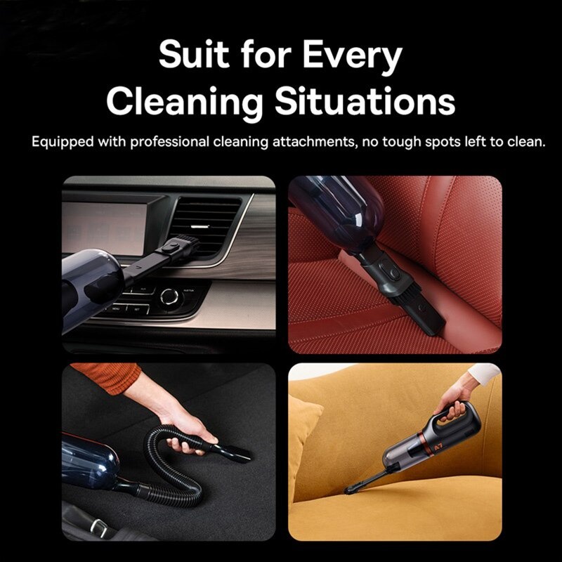 Máy Hút Bụi Cầm Tay Không Dây Trên Ô TÔ Baseus A7 Car Vacuum Lực Hút Mạnh 6000Pa Dung Tích 500ml Sạc 3.5h Dùng 20 Phút - Hàng Chính Hãng