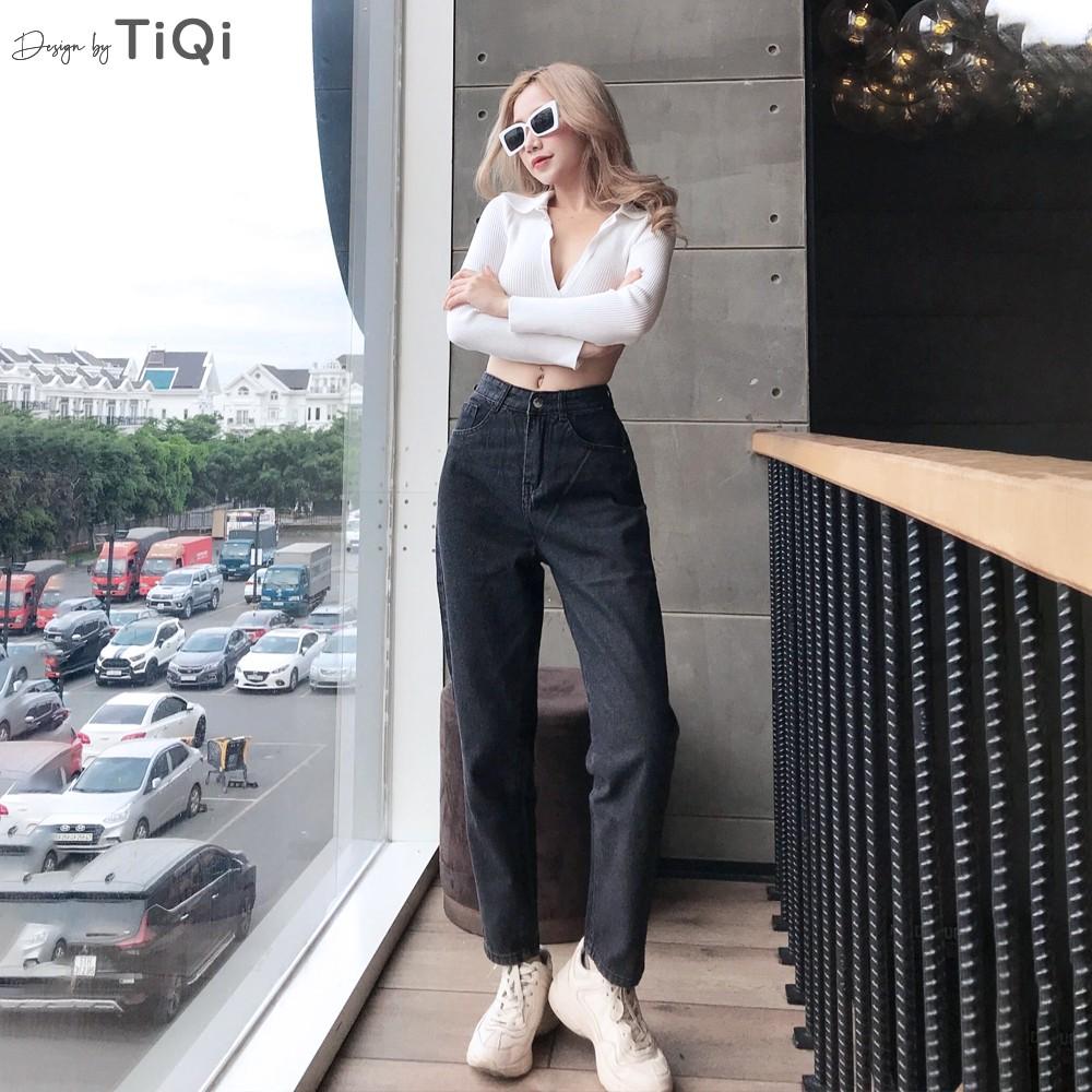 Quần baggy nữ lưng cao màu Đen Xám Xanh TiQi Jeans B1-77