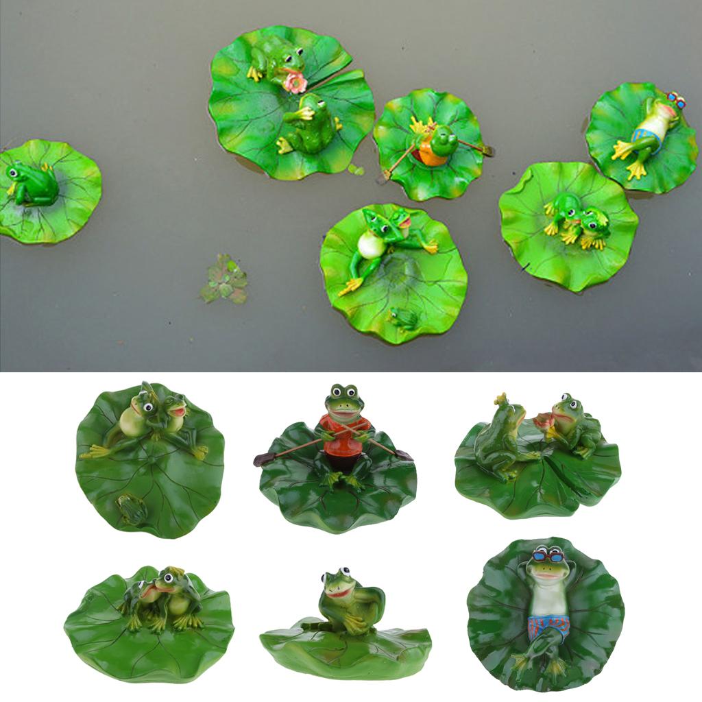 6 Type True to Nature Water Floating Ornament Pond Lily Lotus Leaf Frog Garden Pond Fishpond Summer Swimming Pool Decor
