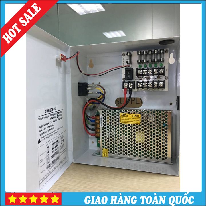 Bộ chuyển nguồn AC-DC 12V cho hệ thống camera giám sát 4 mắt camera an ninh và đầu ghi-Hàng chính hãng