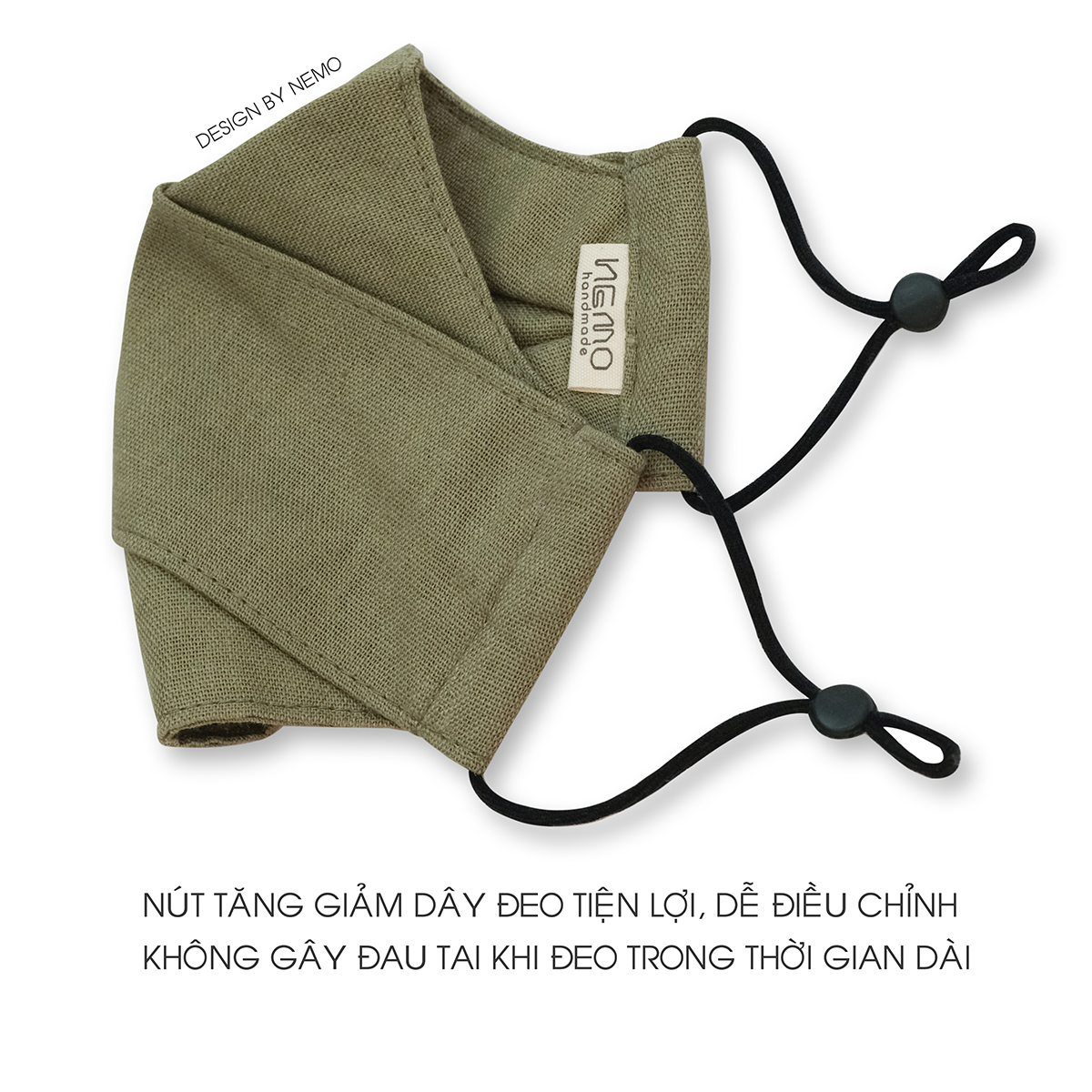 KHẨU TRANG 4D NEMO Full Linen Cao Cấp, Chống Nắng, Lọc Bụi, Lọc Khuẩn, Thoáng Khí, Thấm Hút Mồ Hôi, Ngừa Mụn - KTDLN