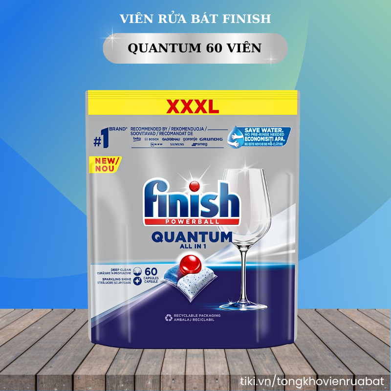 Viên rửa bát chén Finish Quantum  60 viên (Nk Đức )